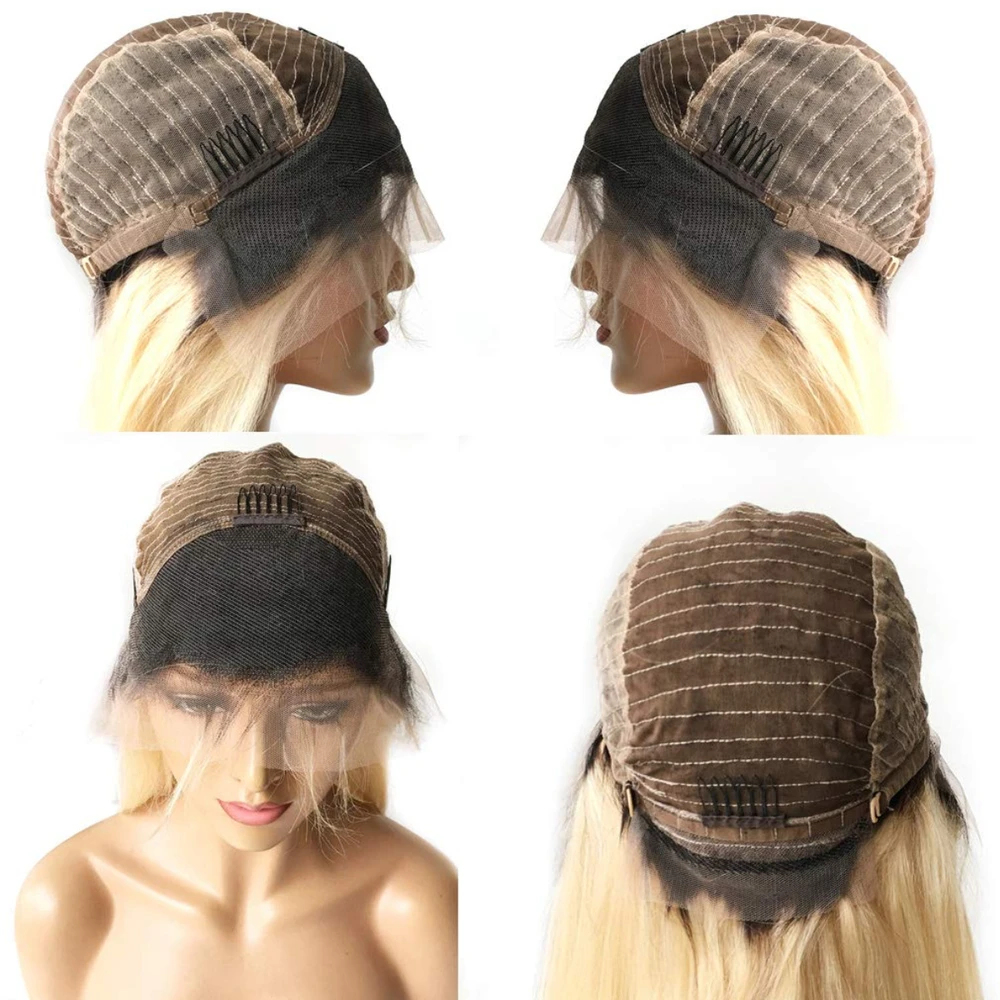 Blonde Bone Straight Human Hair Wig - View 3
